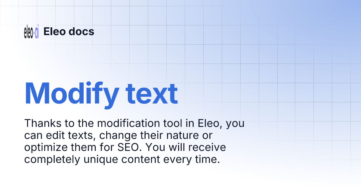Modify text eleo docs