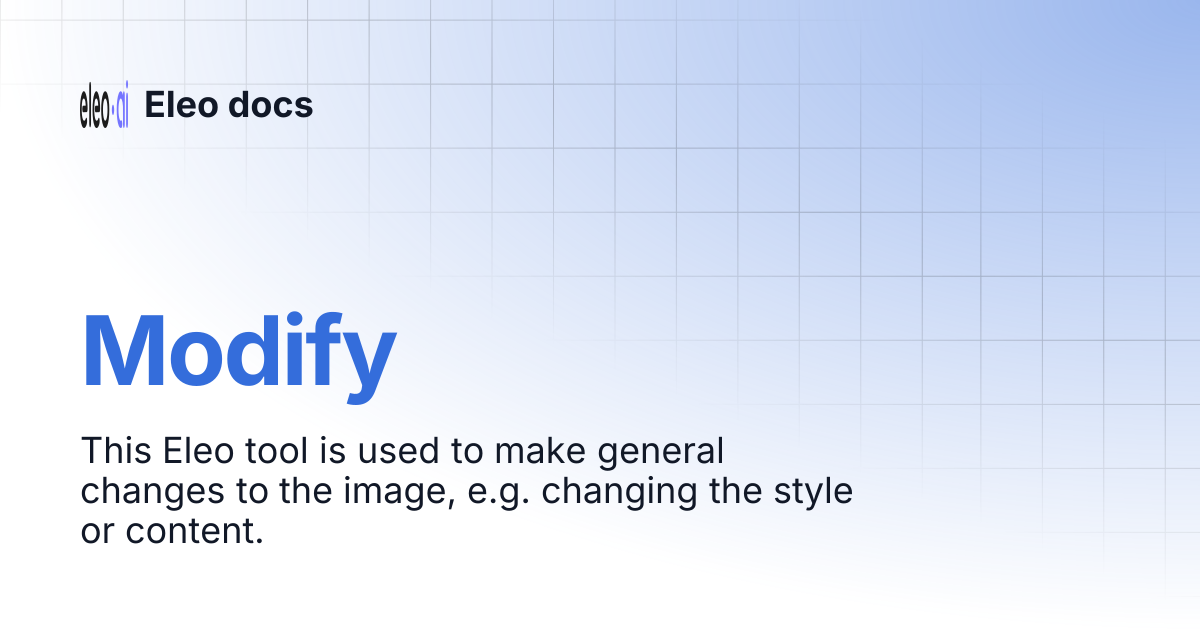 Modify | Eleo docs